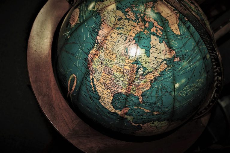 Globe showing North America